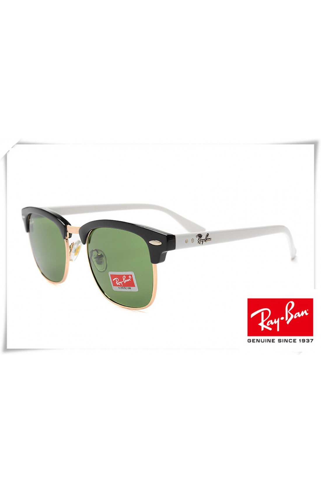 Fake Ray RB3016 Clubmaster Sunglasses Frame Green Lens Outlet