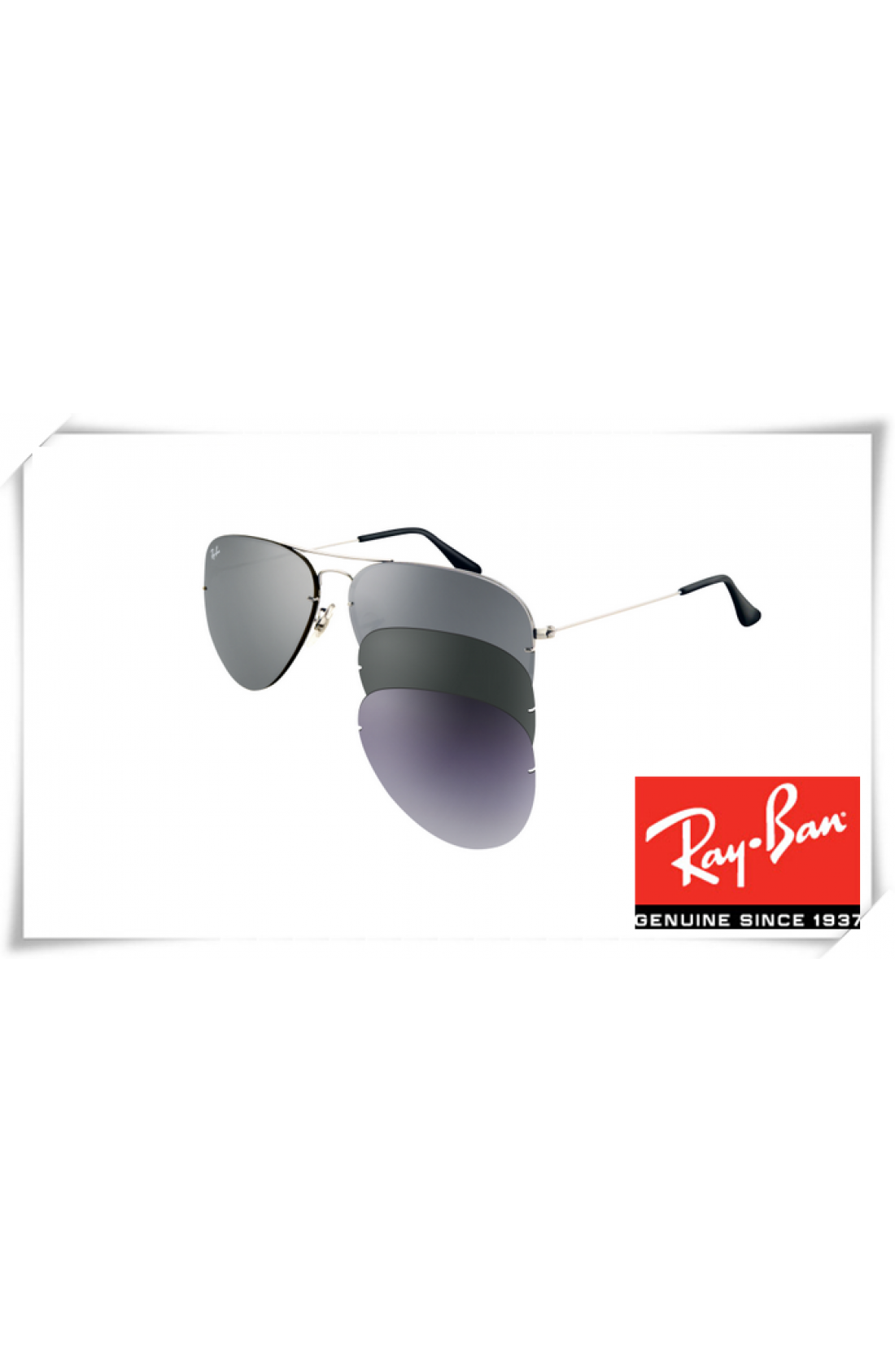 verhaal Kerel geduldig Fake Ray Ban RB3460 Aviator Flip Out Sunglasses Silver Frame Grey Lens  Wholesale