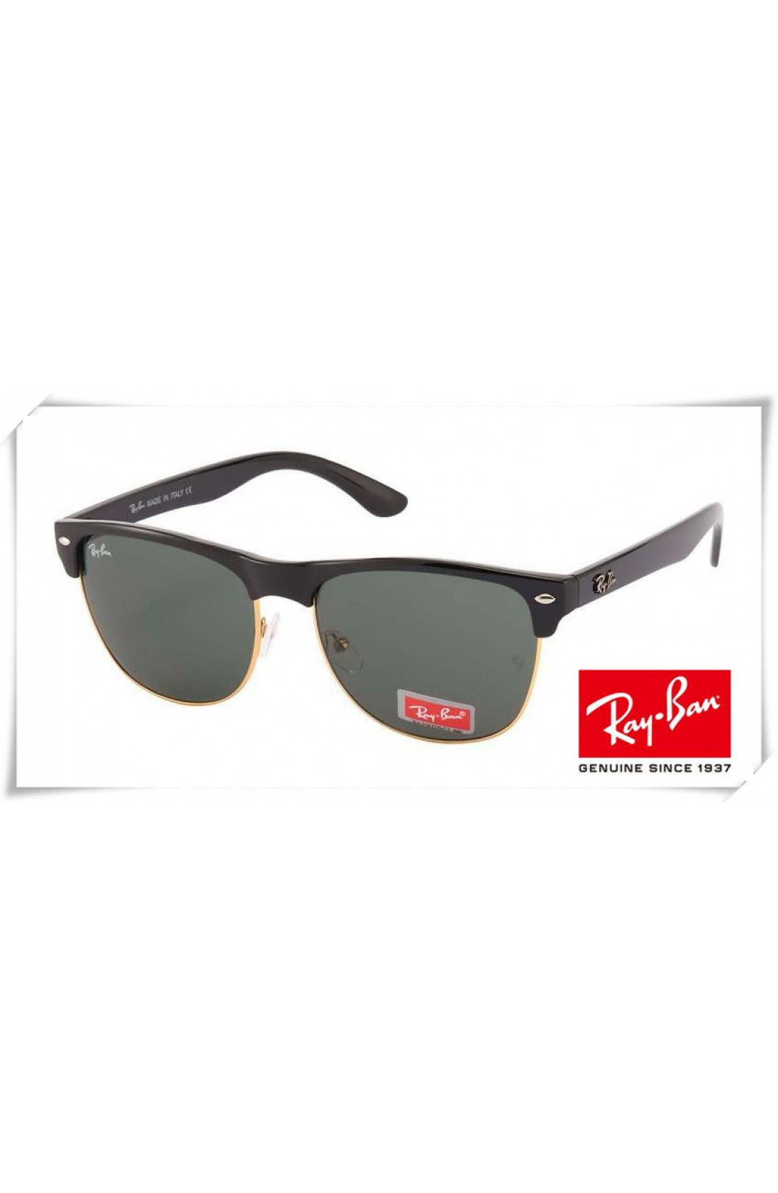 Fake Ray Ban Rb4175 Clubmaster Oversized Sunglasses Black Frame Grey Lens