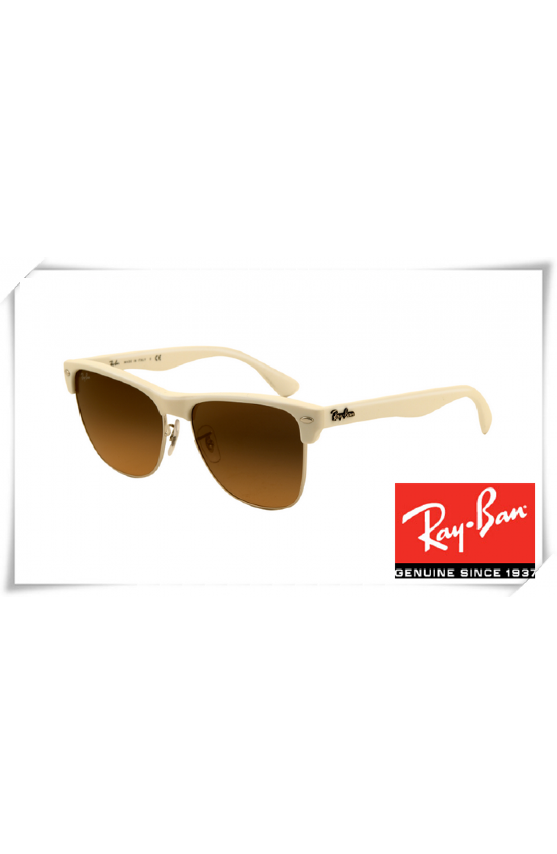 Replica Ray Ban Rb4175 Clubmaster Oversized Sunglasses Beige Frame Brown Lens Outlet