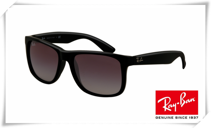ray ban rb4165 justin sunglasses shiny black frame purple gradie